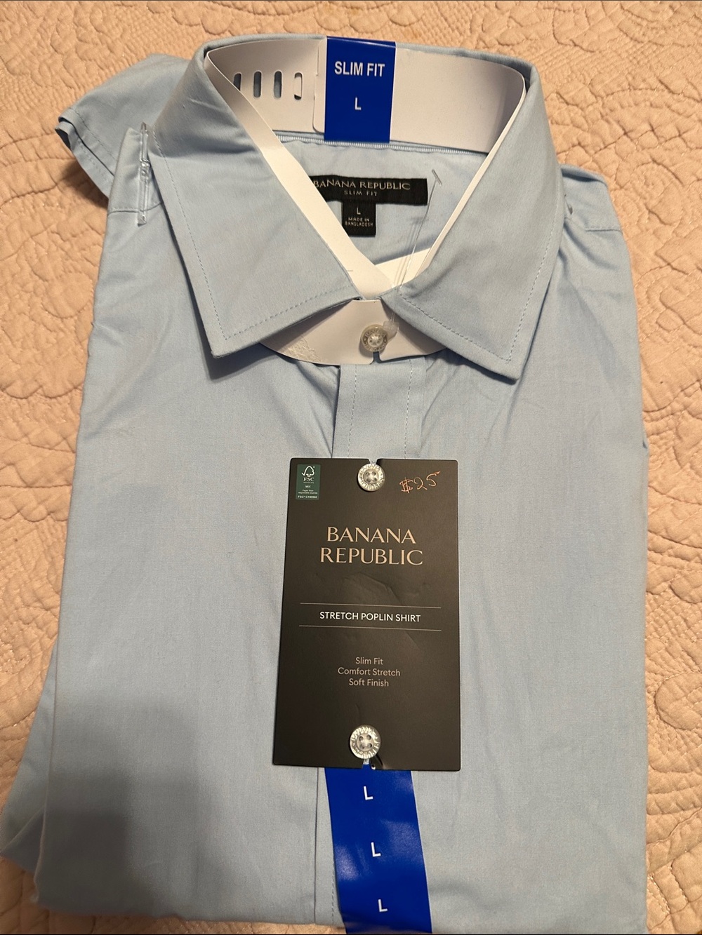Banana Republic Light Blue Slim Dress Shirt - Stretch Poplin